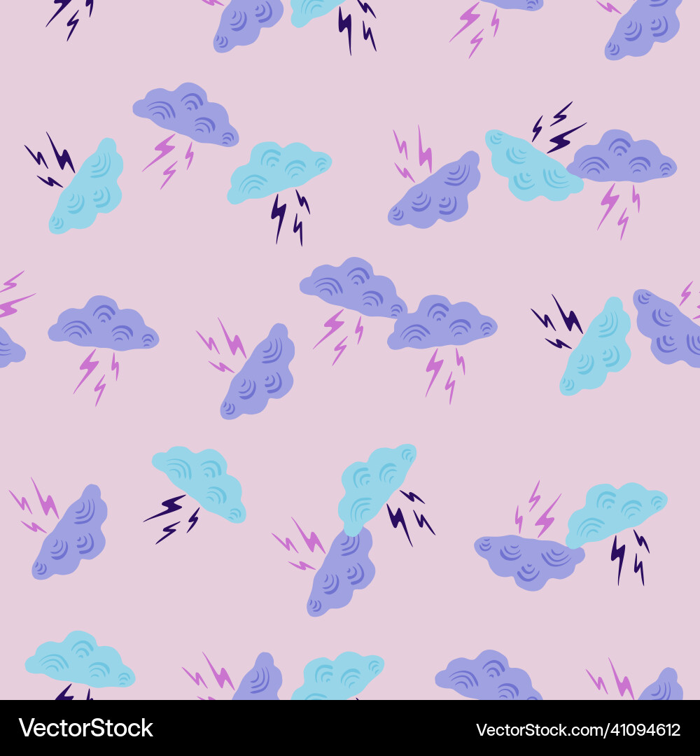 Clouds with lightning of seamless pattern cute Clouds with lightning of seamless pattern cute Vector Image