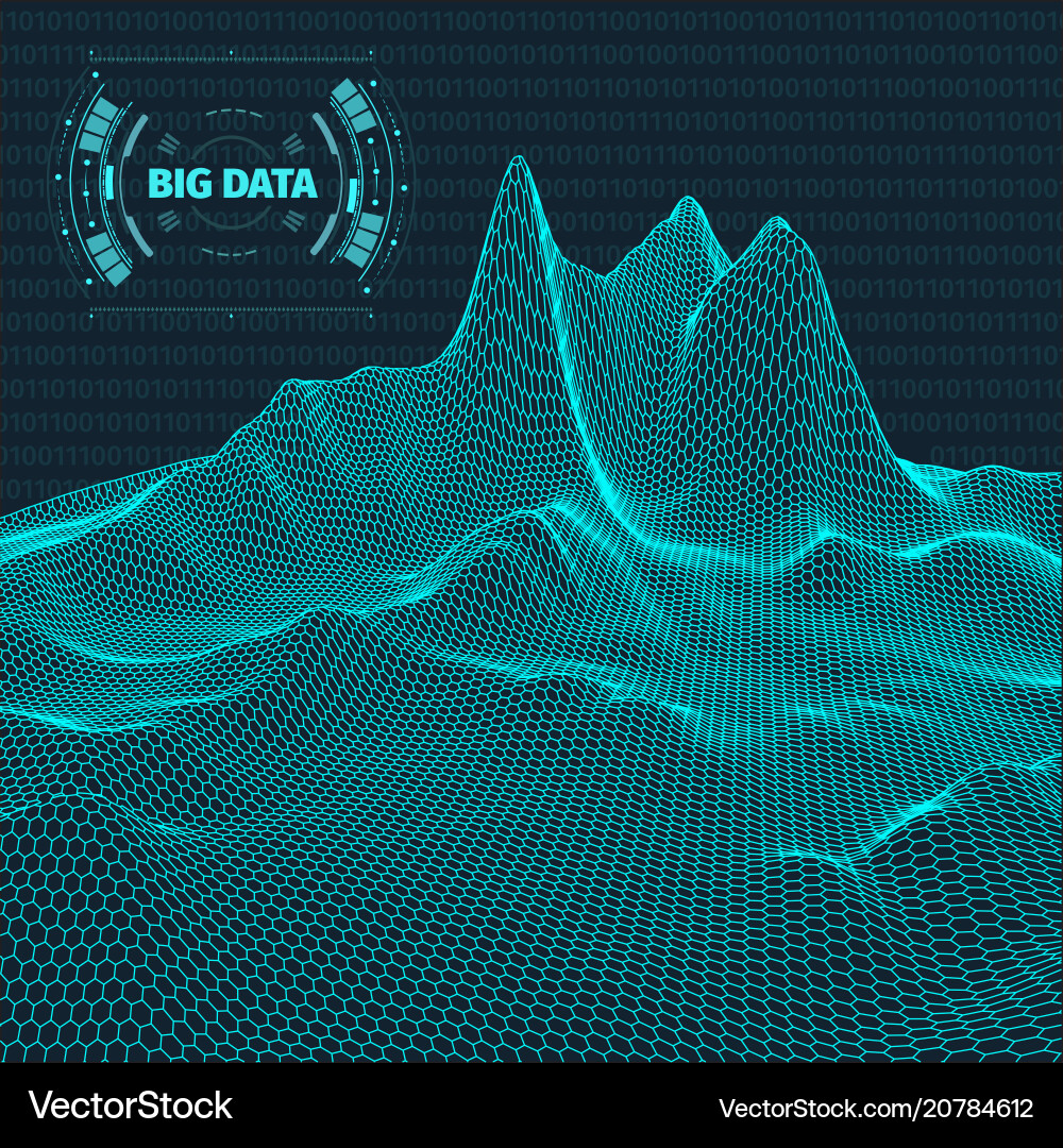 Computer generated binary code landscape on black Computer generated binary code landscape on black vector image