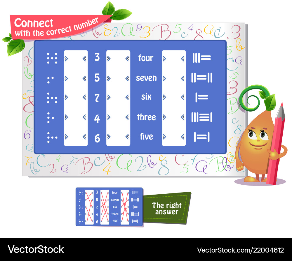 Connect with the correct number vector image