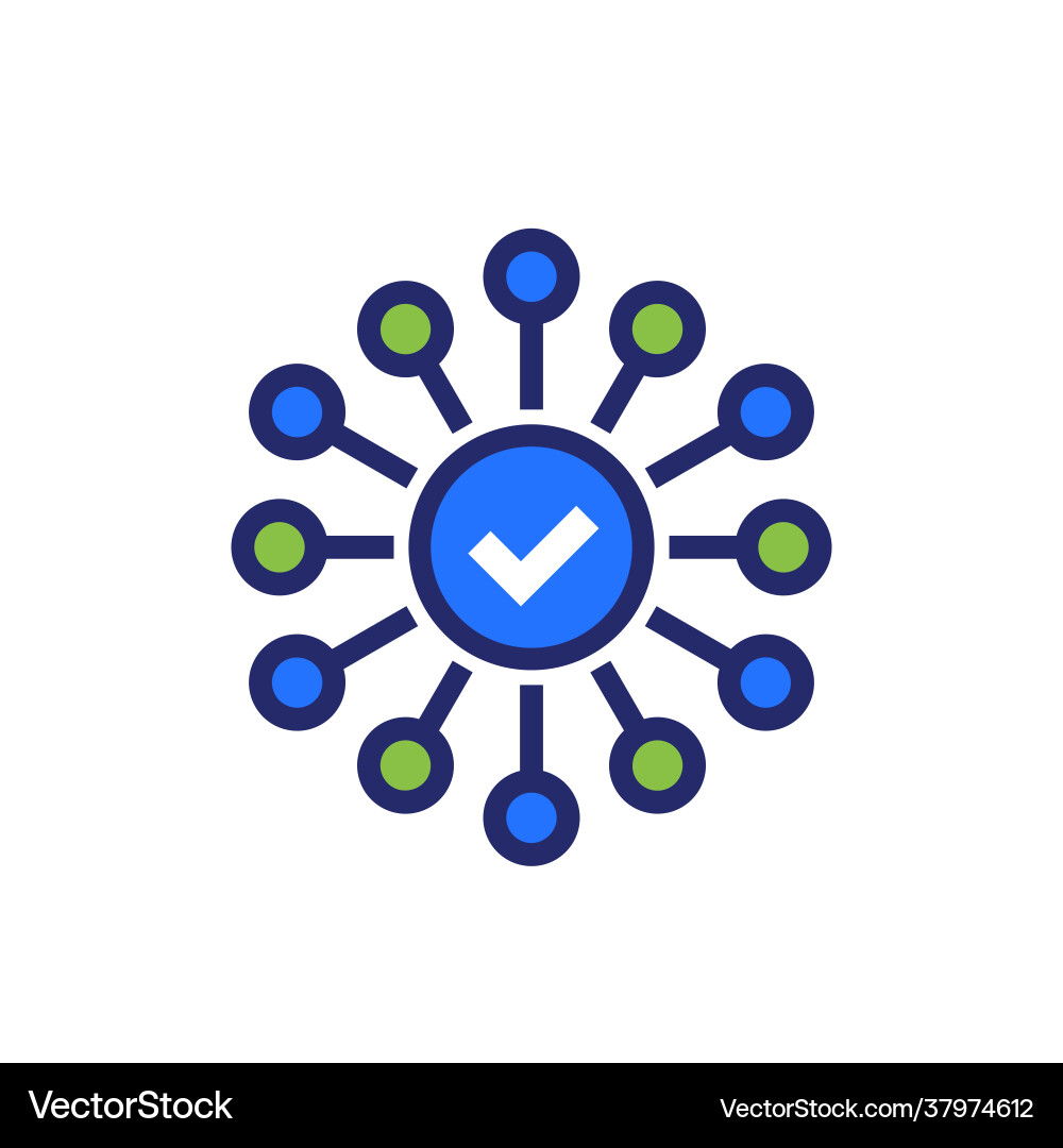 Connections or connect icon with checkmark Connections or connect icon with checkmark Vector Image