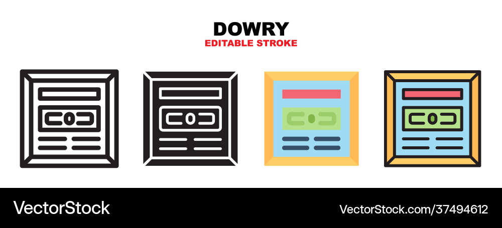 Dowry icon set with different styles Vector Image