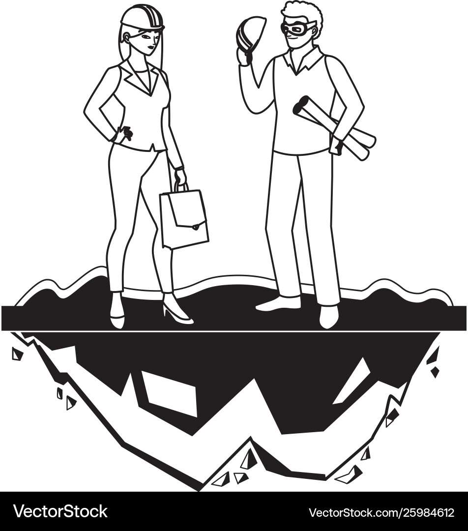 Female builder constructor worker with architect Vector Image