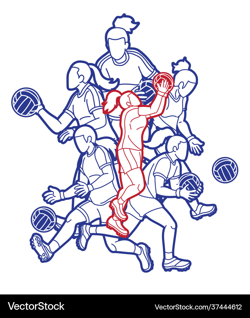 Group gaelic football female players Group gaelic football female players vector image