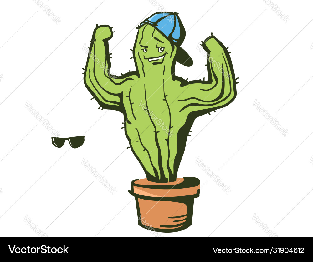 Kaktus zeigen Muskeln Biceps Farbe Karikatur Kaktus zeigen Muskeln Biceps Farbe Karikatur vektorbild