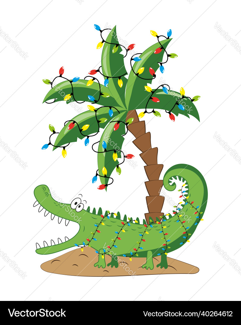 Lustiger Cartoon Alligator auf der Insel Lustiger Cartoon Alligator auf der Insel vektorbild