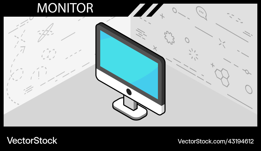 Monitor isometric design icon web 3d colorful Monitor isometric design icon web 3d colorful vector image