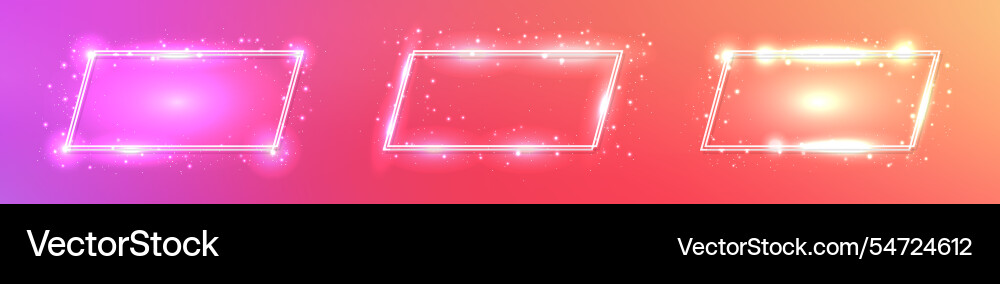 Neon double rectangular frame with shining effects Neon double rectangular frame with shining effects vector image