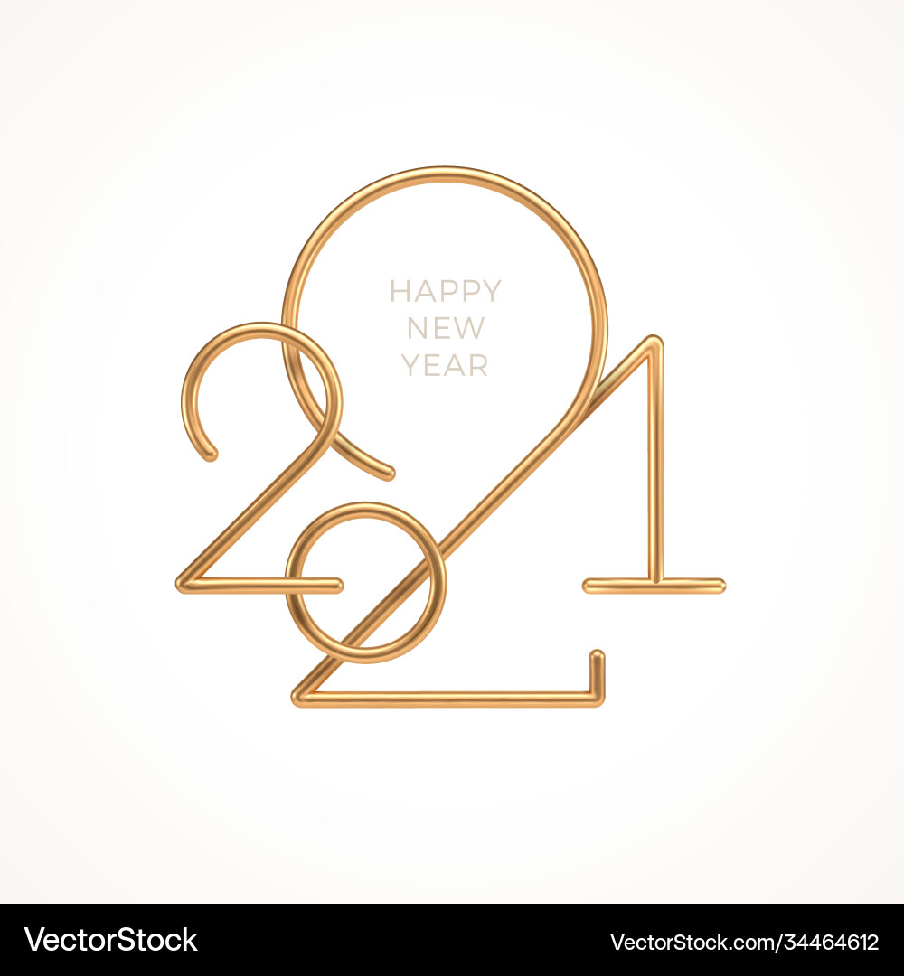 Realistic gold metal logo 2021 new year Realistic gold metal logo 2021 new year vector image