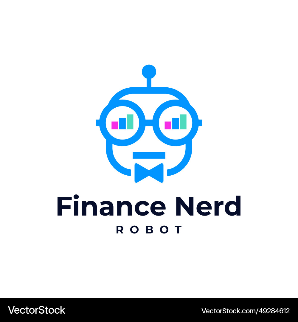 Robot finance nerd automatic software logo Robot finance nerd automatic software logo Vector Image