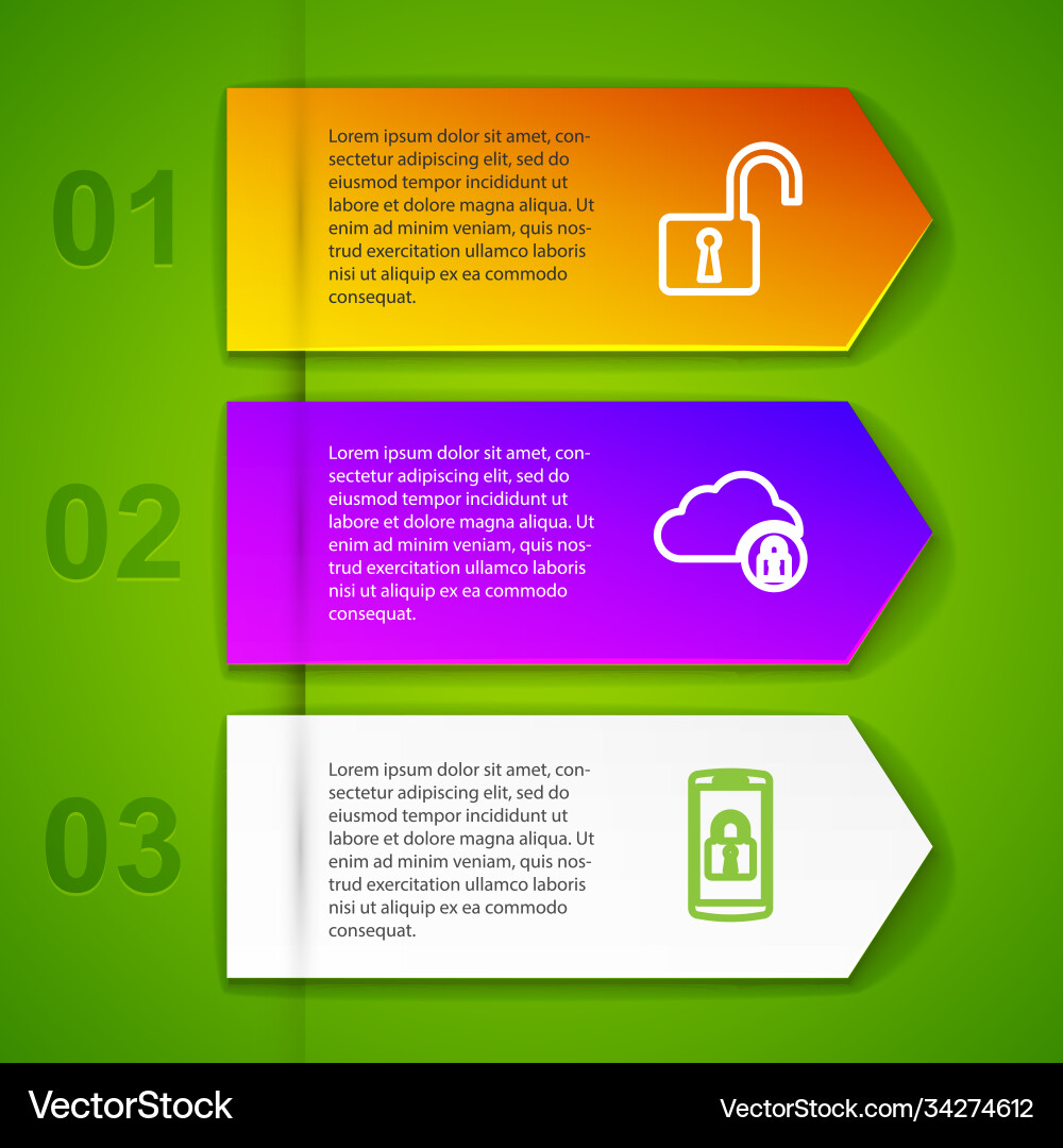 Set line open padlock cloud computing smartphone Vector Image