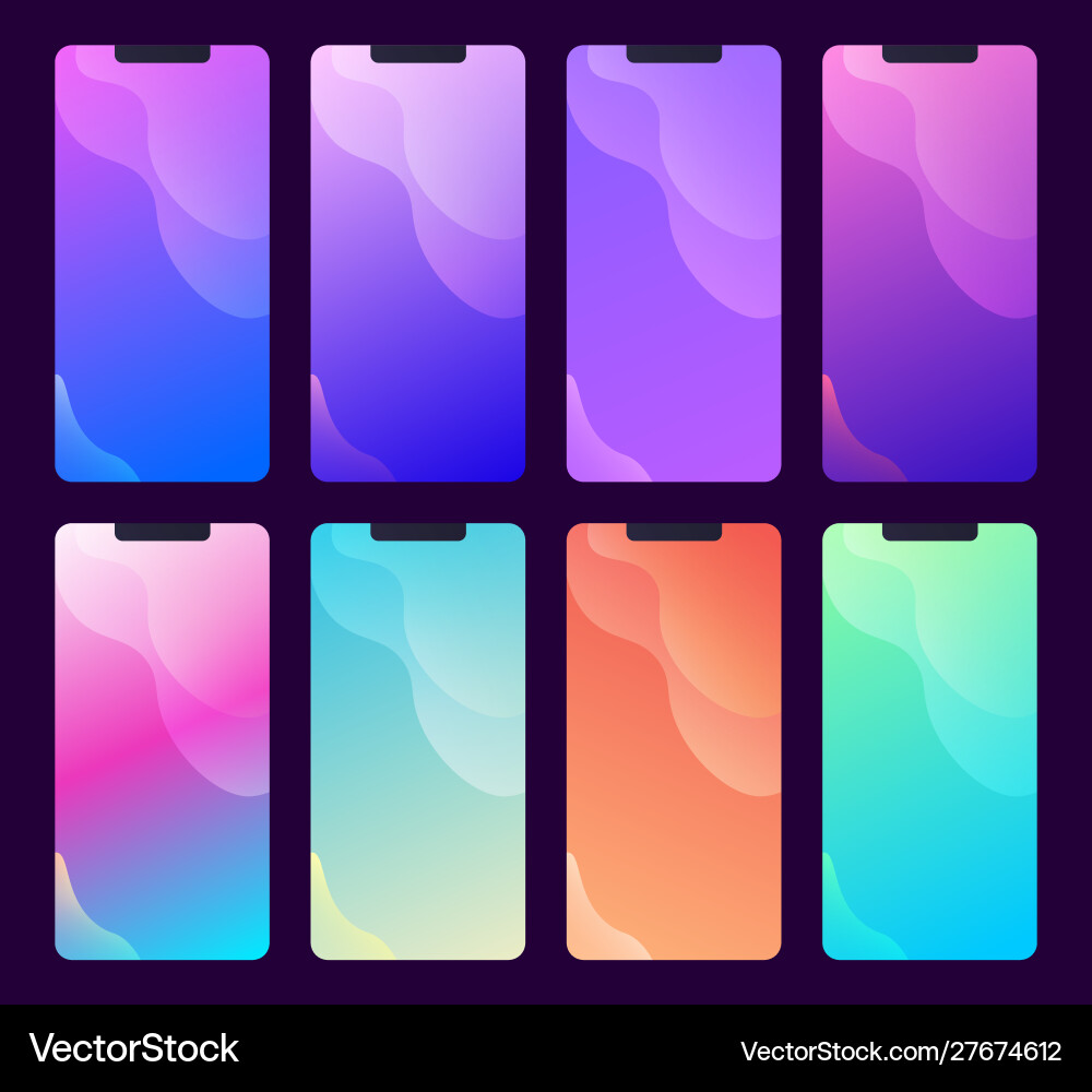 Set multiple phone screen backgrounds Set multiple phone screen backgrounds vector image