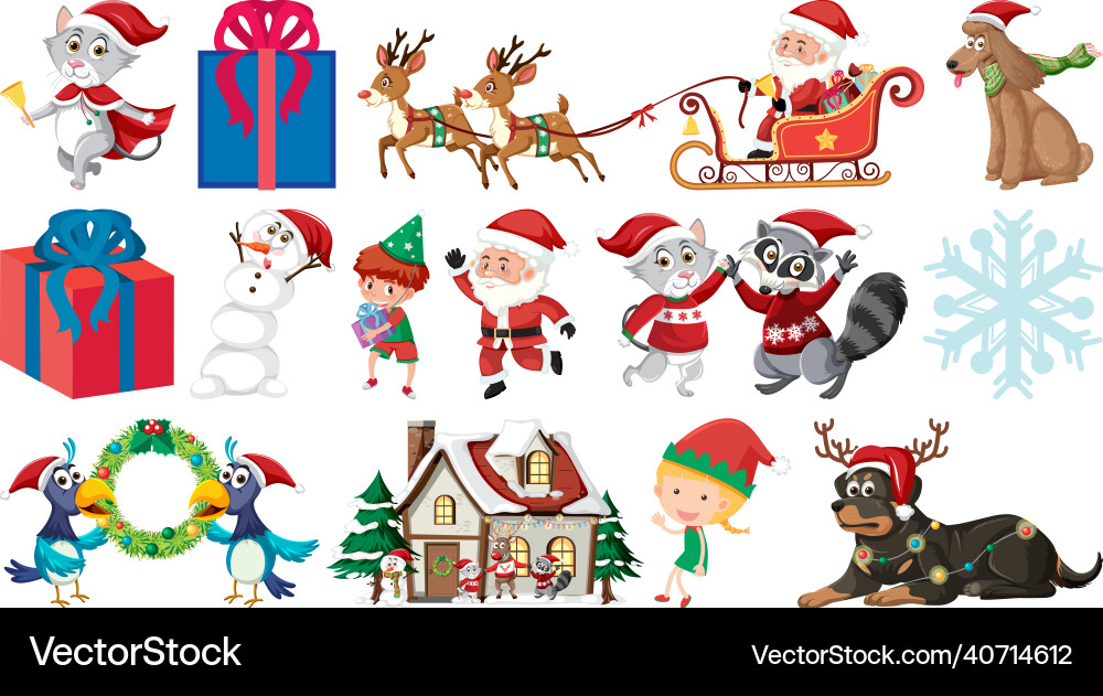 Set of isolated objects christmas theme Set of isolated objects christmas theme vector image
