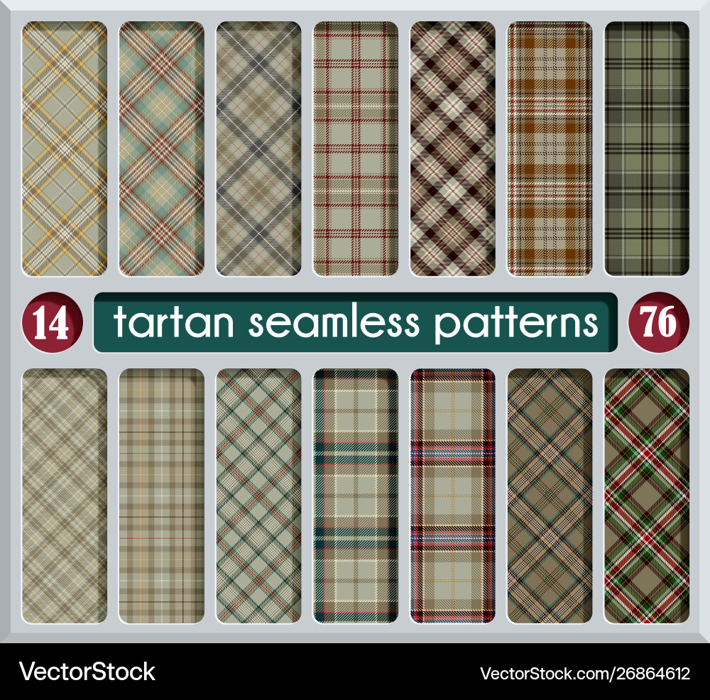 Set tartan seamless pattern vector image