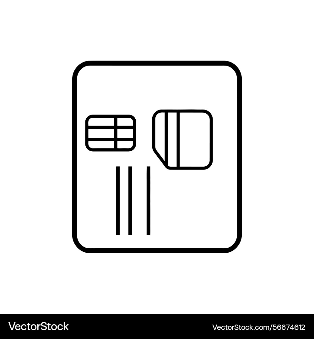 Sim card outline icon simple rounded square vector image