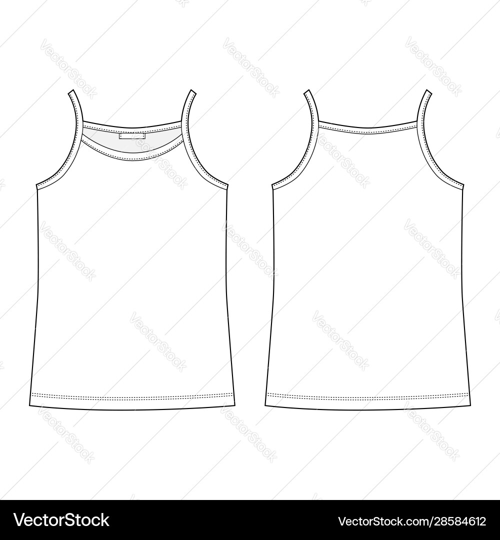 Technical sketch t-shirt tank top for women girl Technical sketch t-shirt tank top for women girl vector image