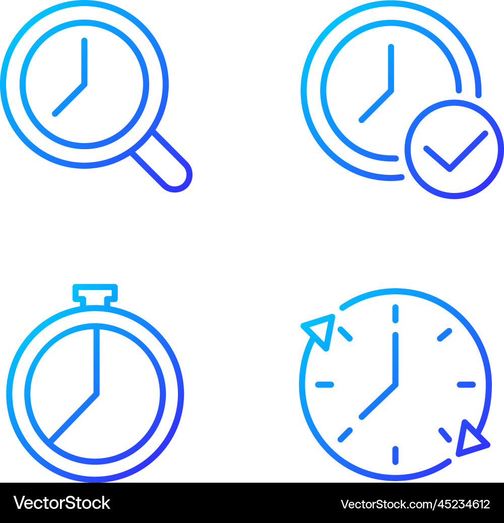 Time management pixel perfect gradient linear vector image