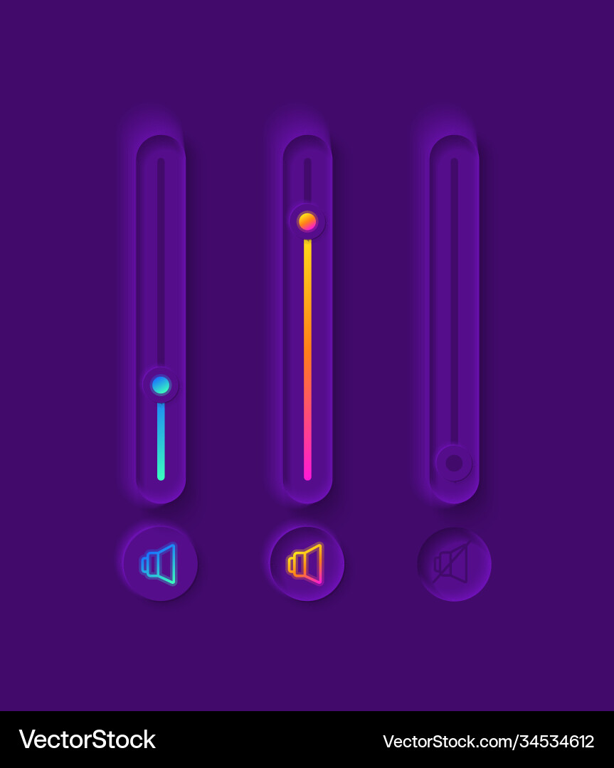 Volume sliders ui elements kit Volume sliders ui elements kit vector image