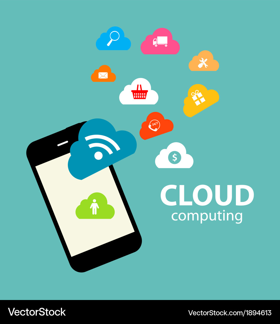 Cloud computing concept on different electronic Vector Image