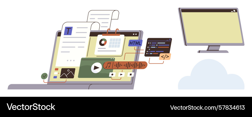 Digital content creation and web development Digital content creation and web development vector image
