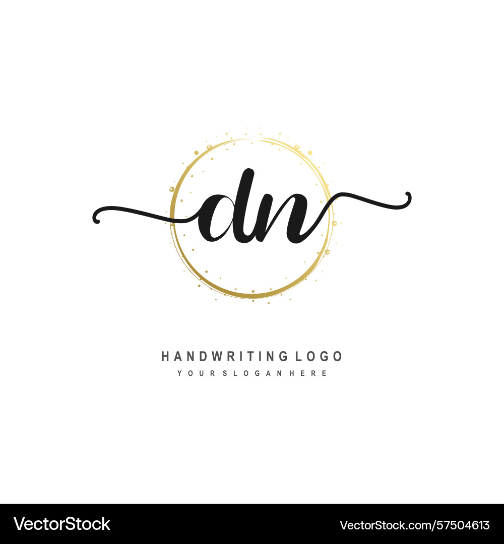 Dn initial handwriting logo with circular wave Dn initial handwriting logo with circular wave Vector Image