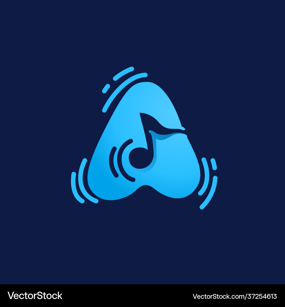 Letter a logo with musical note Letter a logo with musical note vector image