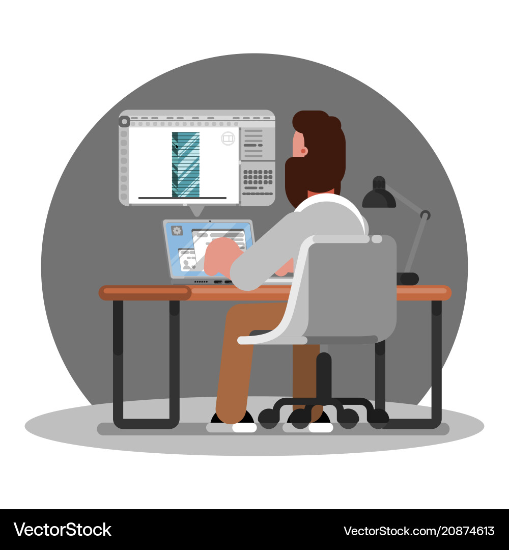Man architect makes 3d model Man architect makes 3d model vector image