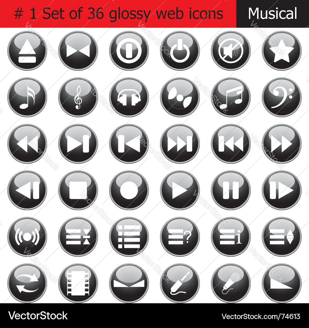 Music Icon Set - Web & Audio Vector Image