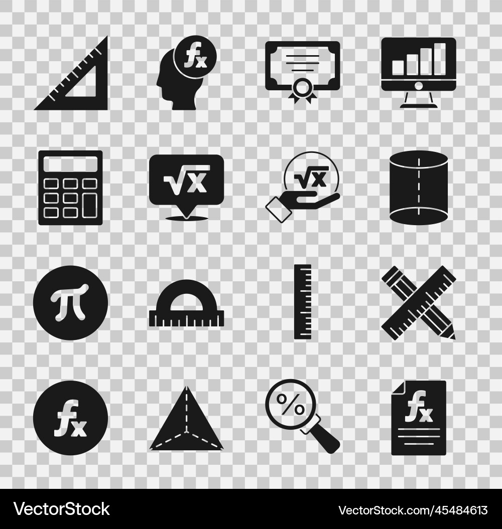 Set function mathematical symbol crossed ruler Set function mathematical symbol crossed ruler vector image