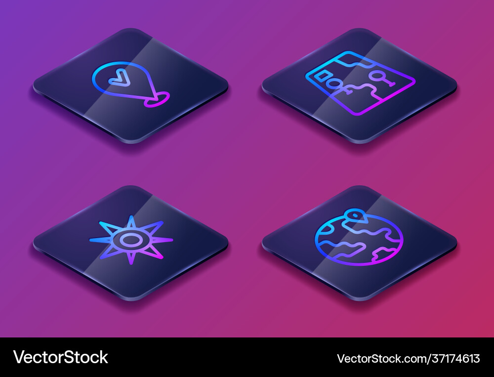 Set isometric line location with check mark wind Set isometric line location with check mark wind vector image