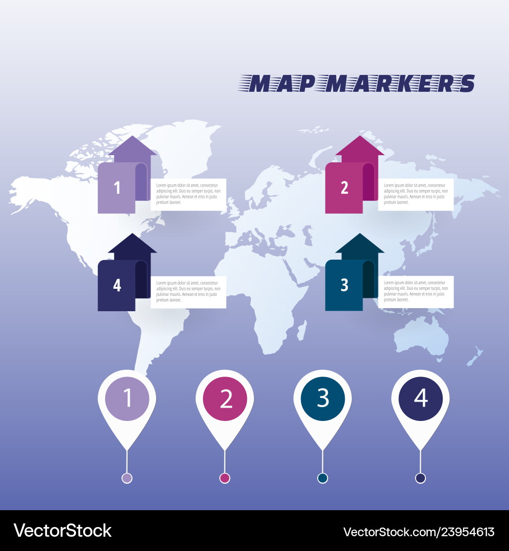 Set of colorful map markers pointer vector image