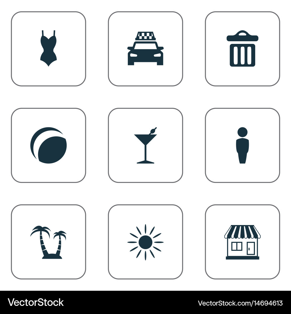 Set of simple seaside icons Vector Image