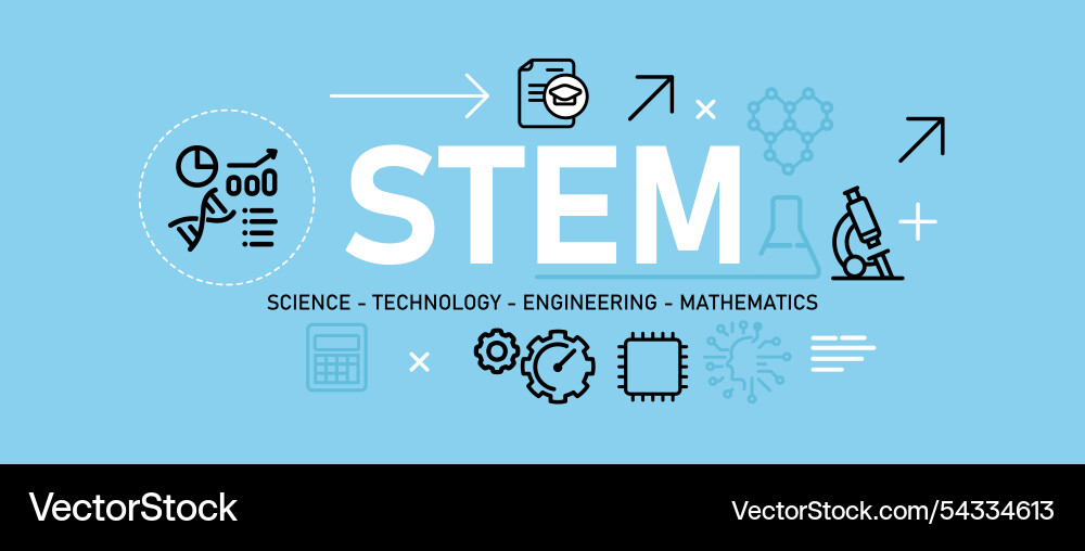 STEM Icons - Science, Tech, Engineering, Math vector image