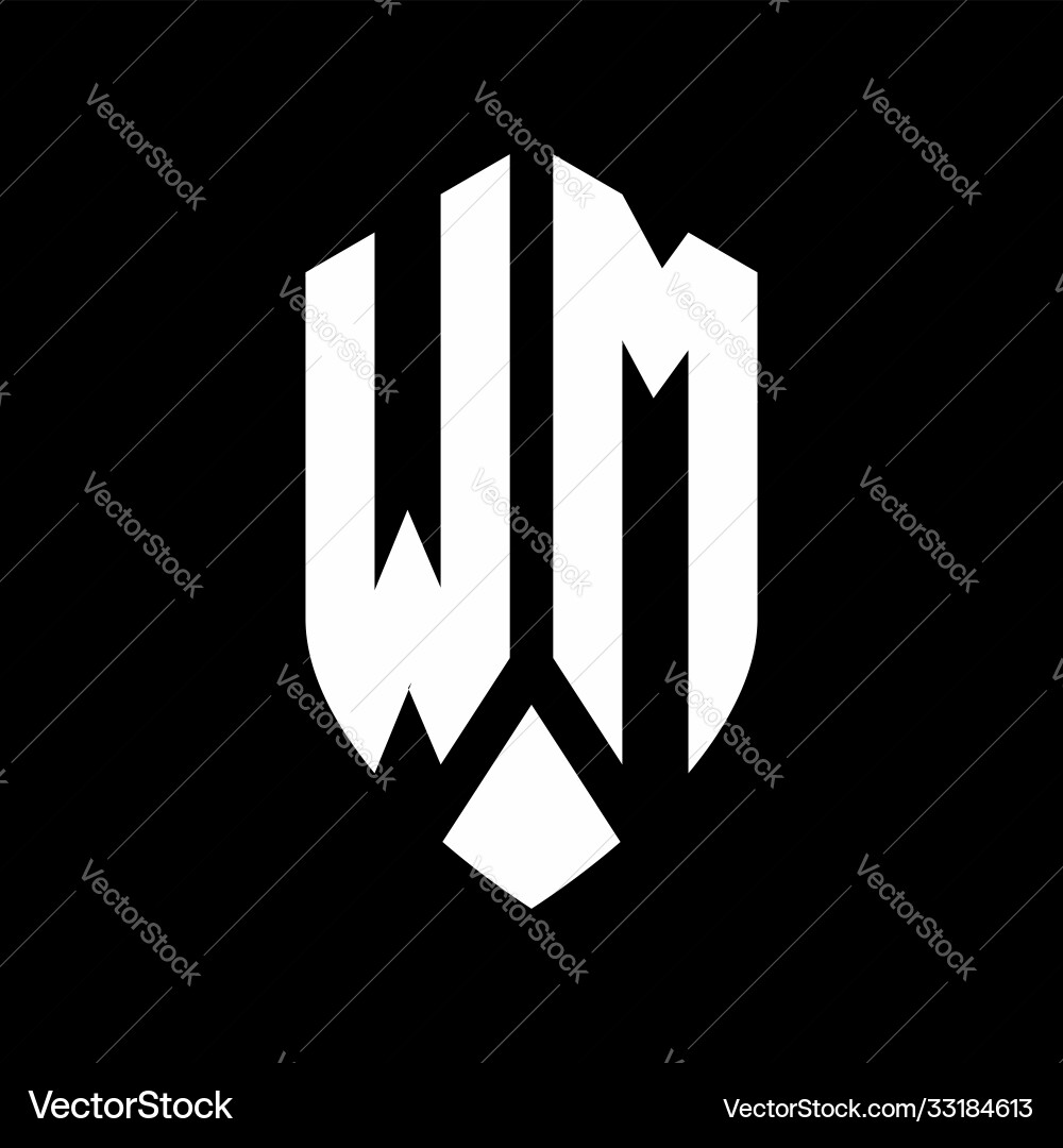 Wm logo monogram with emblem shield style design vector image