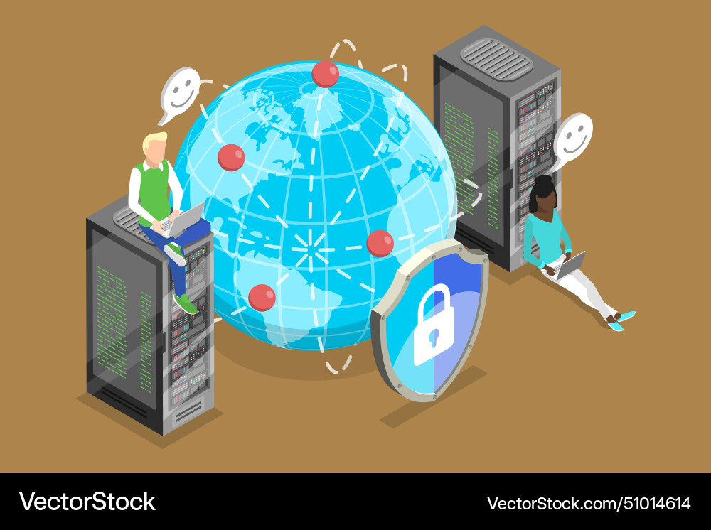 3d isometric flat of proxy 3d isometric flat of proxy vector image