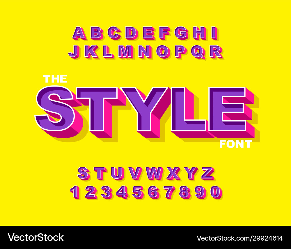 3D Retro Alphabet Font - Bold & Colorful Vector Image