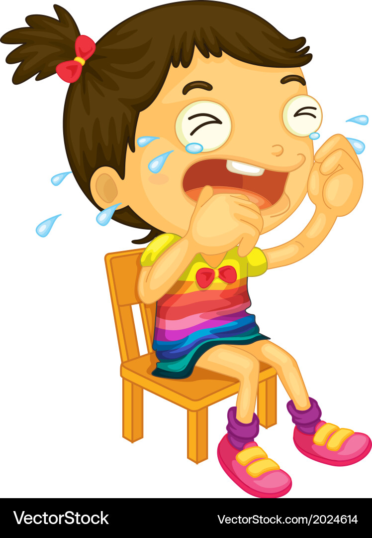 A young girl crying vector image