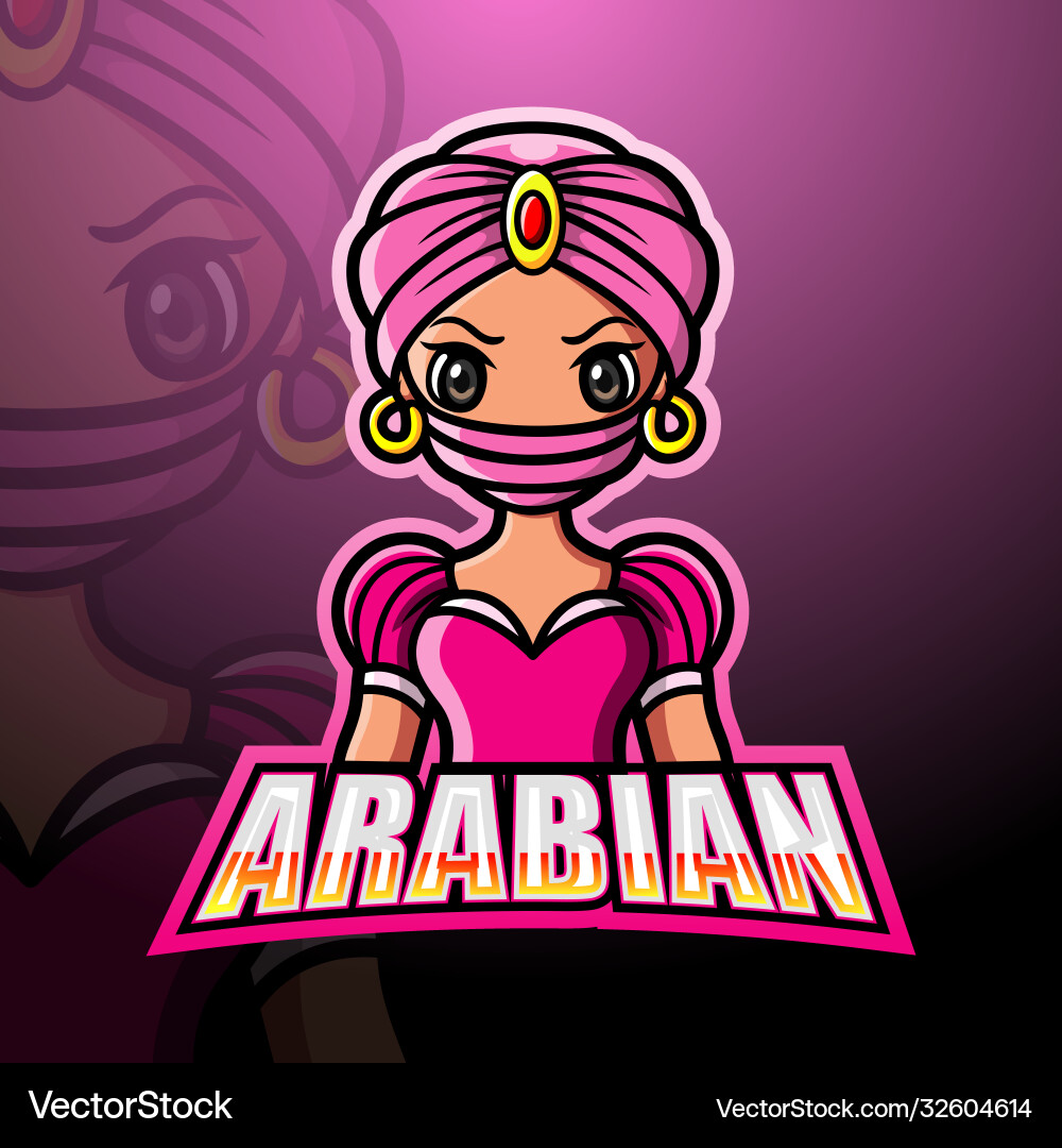 Arabische Mädchen Maskottchen Logo Design Arabische Mädchen Maskottchen Logo Design vektorbild