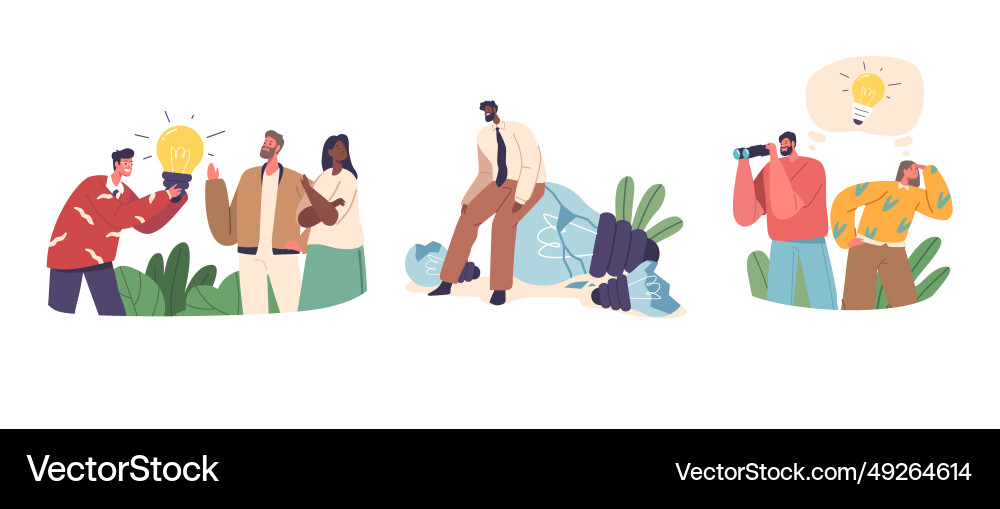 Characters with idea crisis unable to generate Vector Image