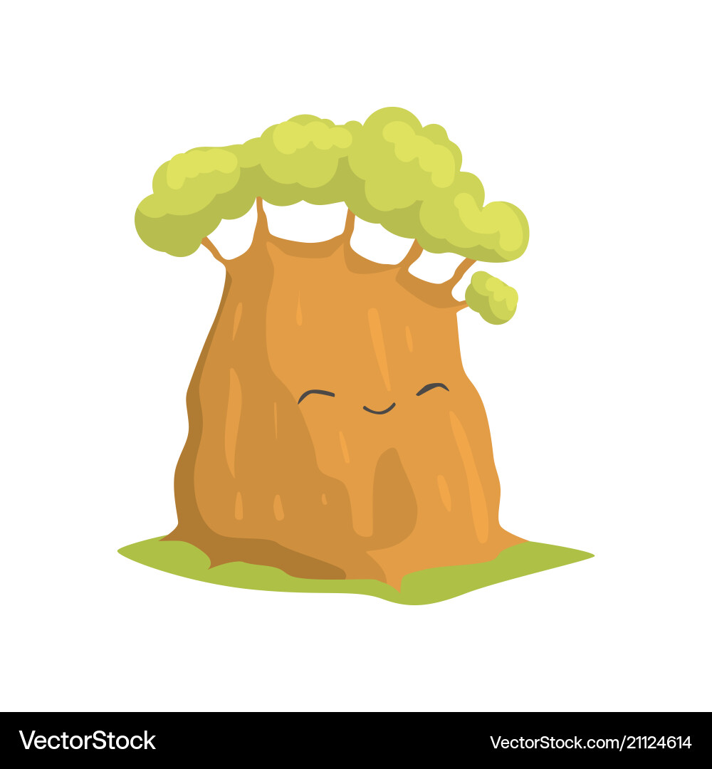 Cute green tree with smiling face expression Cute green tree with smiling face expression vector image