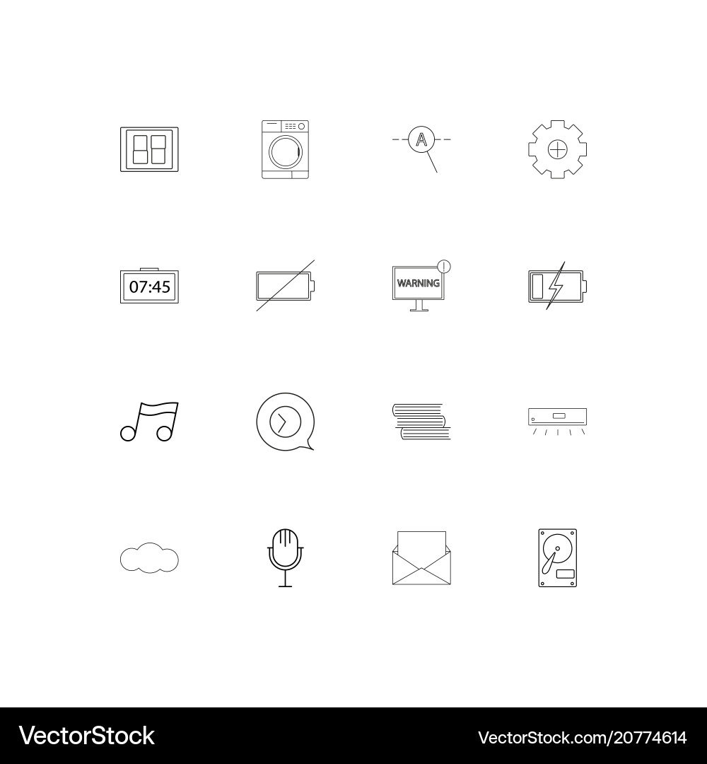 Devices linear thin icons set outlined simple vector image