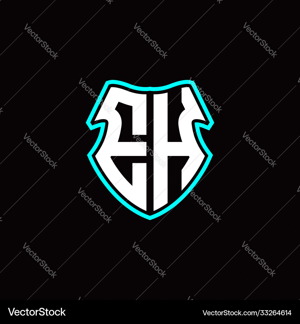 Eh initial logo design with a shield shape Vector Image