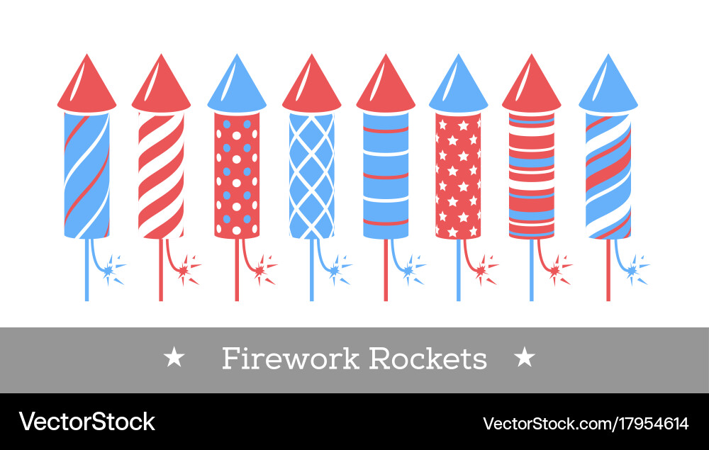 Holiday firework set of rockets or firecrackers Vector Image