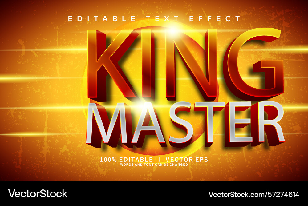 King master text effect with modern style design vector image