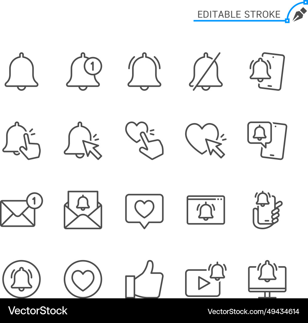 Line Icons - Notifications & Alerts vector image