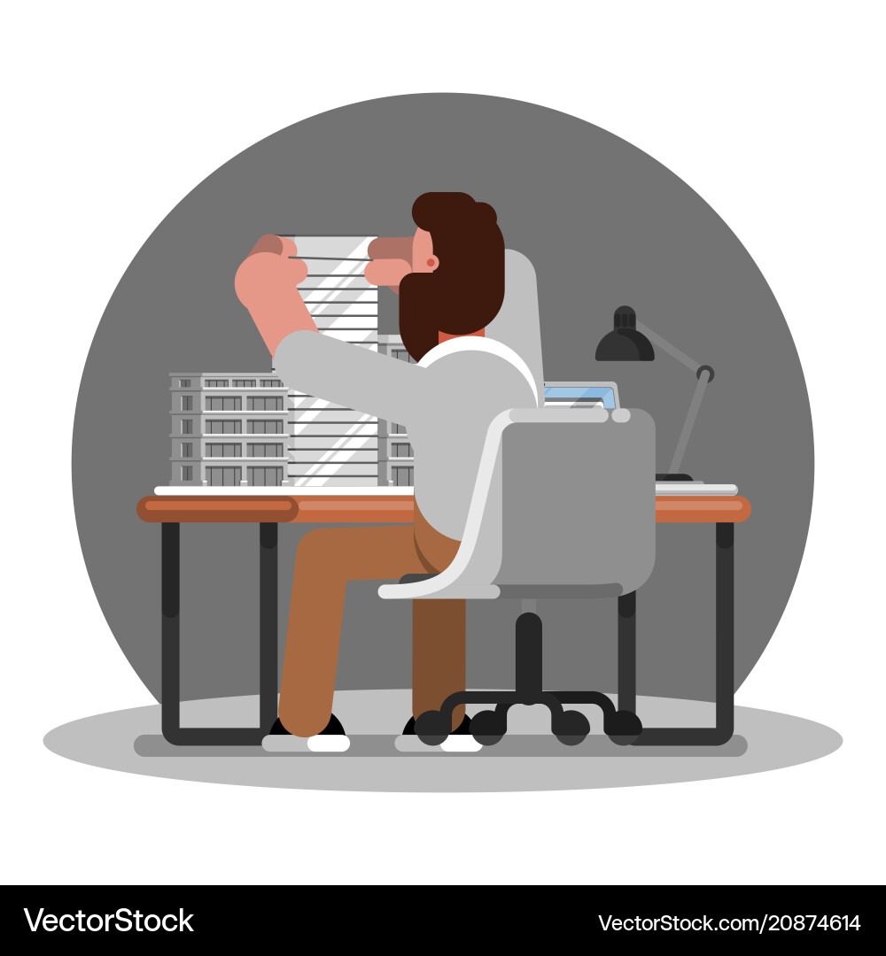 Man architect makes model Man architect makes model vector image