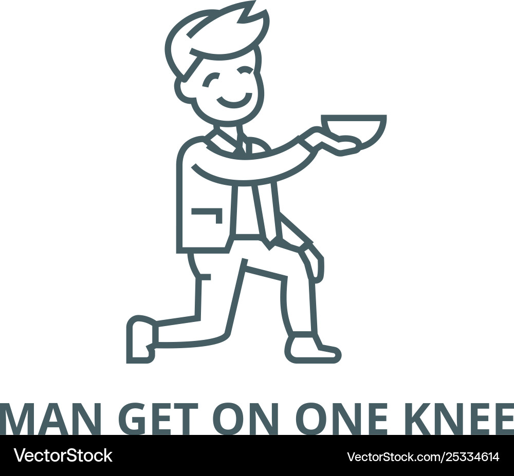 Man get on one knee line icon linear vector image