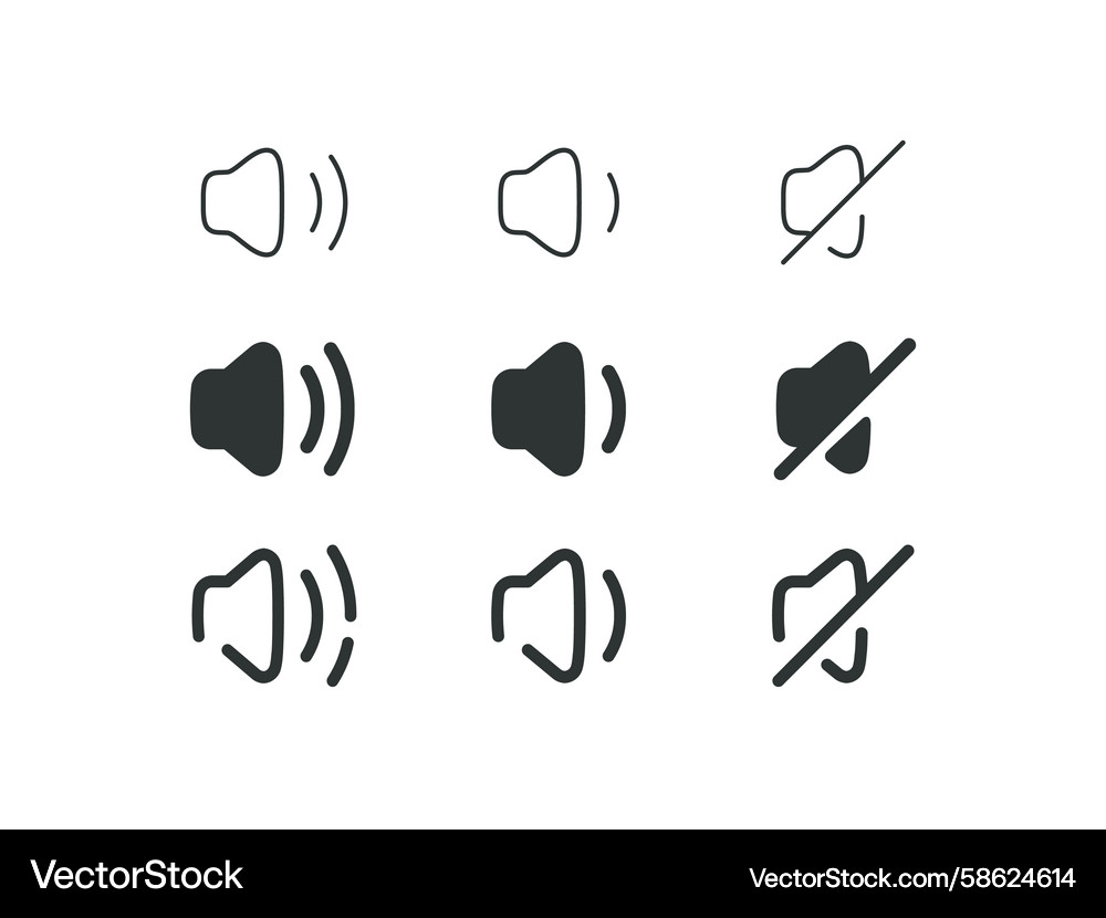 Minimal modern volume icon set for user interface Vector Image