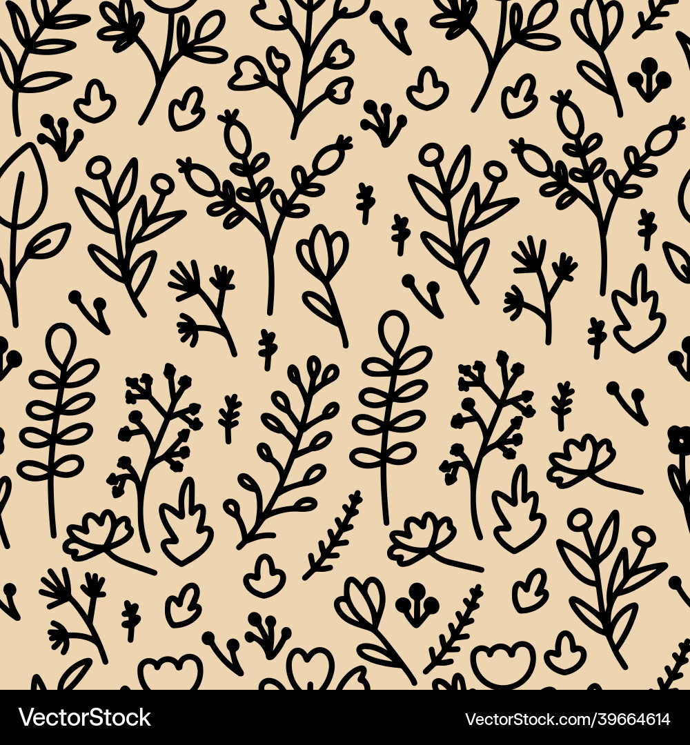 Seamless pattern with botanical elements black Seamless pattern with botanical elements black vector image