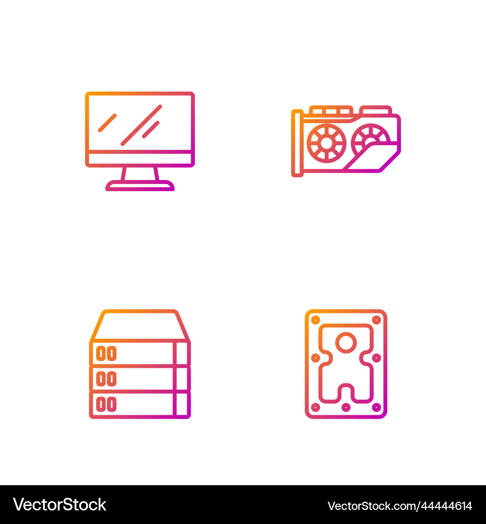 Set line hard disk drive hdd server data web Vector Image