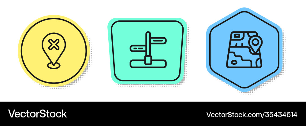 Set line location with cross mark road traffic Set line location with cross mark road traffic vector image
